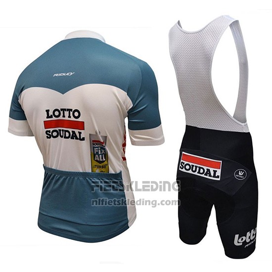2018 Fietskleding Lotto Fix All Wit Blauw Korte Mouwen en Koersbroek
